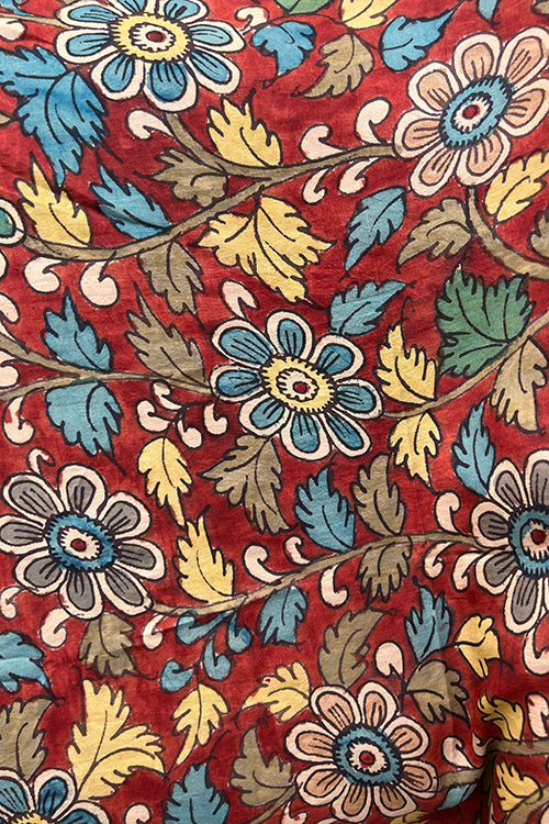 Creative Bee 'mia' Natural Dye Hand-Painted Kalamkari Silk Fabric (0.50 meter)