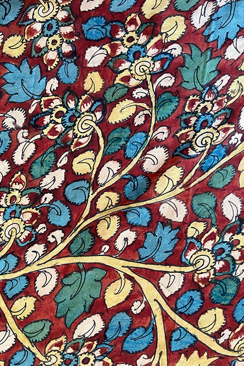 Creative Bee 'ava' Natural Dye Hand-Painted Kalamkari Silk Fabric (0.50 meter)