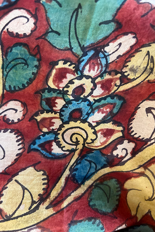 Creative Bee 'ava' Natural Dye Hand-Painted Kalamkari Silk Fabric (0.50 meter)