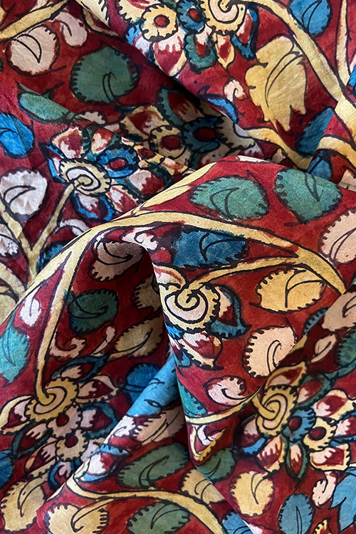 Creative Bee 'ava' Natural Dye Hand-Painted Kalamkari Silk Fabric (0.50 meter)