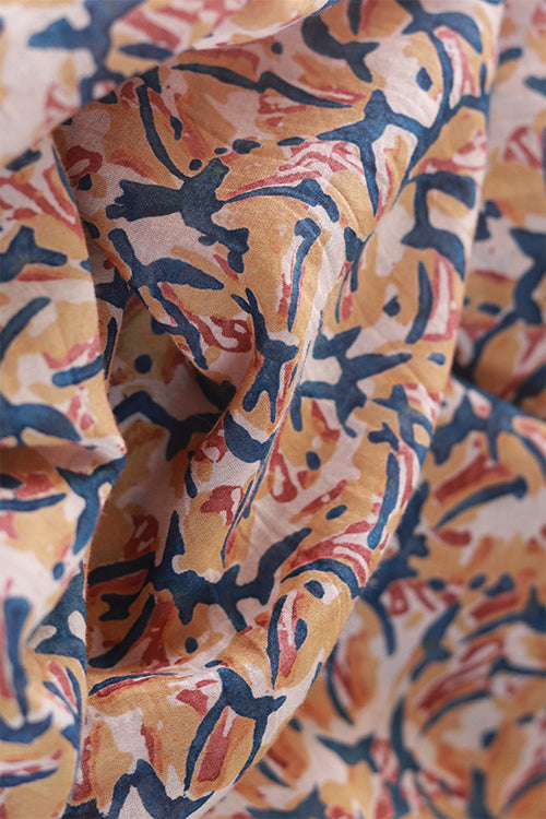 Creative Bee Natural Dyed Block Print Cotton x Silk Fabric (0.5 Meter)