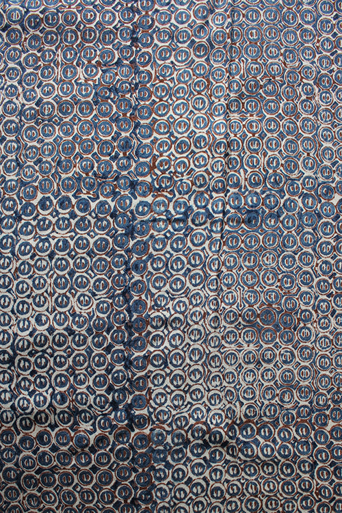 Kayla' Natural Dyed Block Printed Tussar x Cotton Fabric Creative Bee