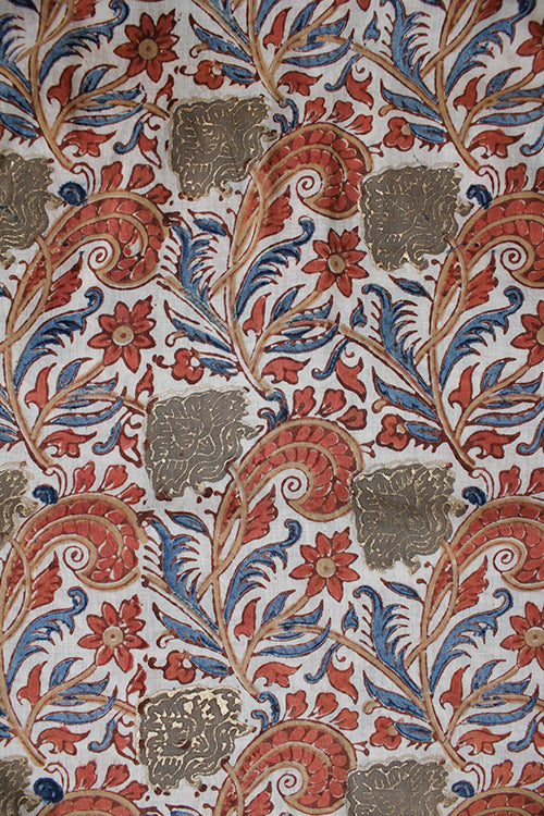 Creative Bee Natural Dyed Block Printed Cotton Fabric with Touch Of Pigment Gold Print