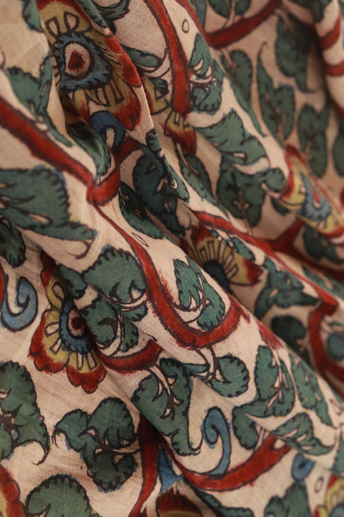 Creative Bee 'VERDANT' Natural Dyed Hand-Painted Kalamkari Cotton Fabric (0.5 Meter)