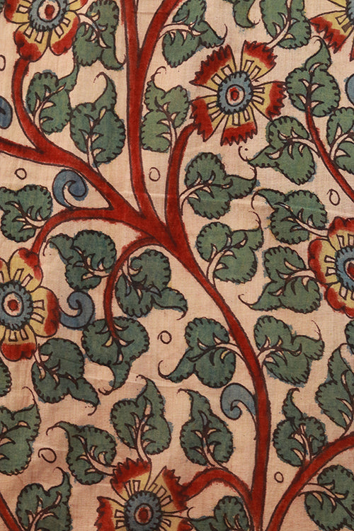 Creative Bee 'VERDANT' Natural Dyed Hand-Painted Kalamkari Cotton Fabric (0.5 Meter)