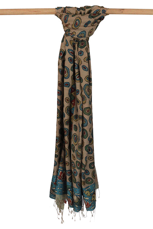 Creative Bee 'Ripple' Natural Dye Hand-Painted Kalamkari Cotton x Silk Dupatta