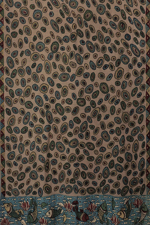 Creative Bee 'Ripple' Natural Dye Hand-Painted Kalamkari Cotton x Silk Dupatta