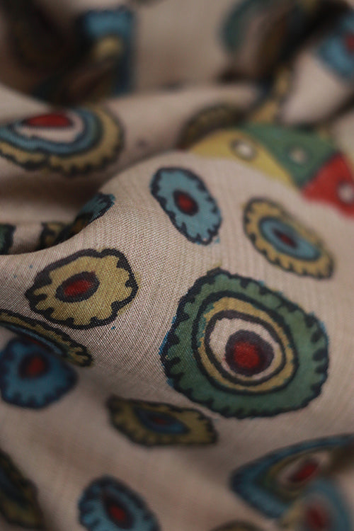 Creative Bee 'Ripple' Natural Dye Hand-Painted Kalamkari Cotton x Silk Dupatta