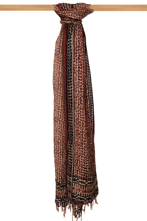 Creative Bee 'meeru' Natural Dye Block Print Filature Silk Dupatta