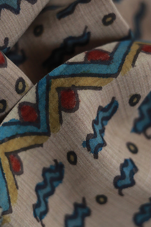 Creative Bee 'Matsyapani' Natural Dye Hand-Painted Kalamkari Silk Dupatta