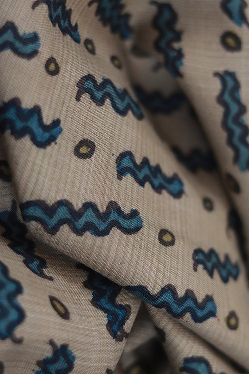 Creative Bee 'Matsyapani' Natural Dye Hand-Painted Kalamkari Silk Dupatta