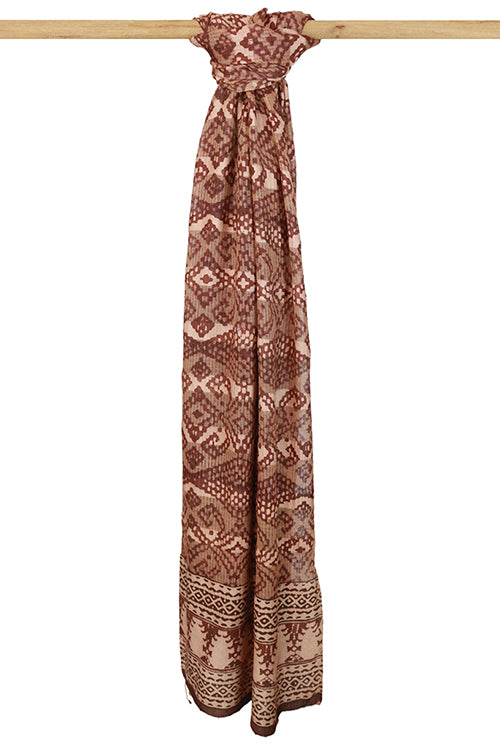 Creative Bee 'Sarawa' Signature Weave Natural Dye Block Print Silk Dupatta