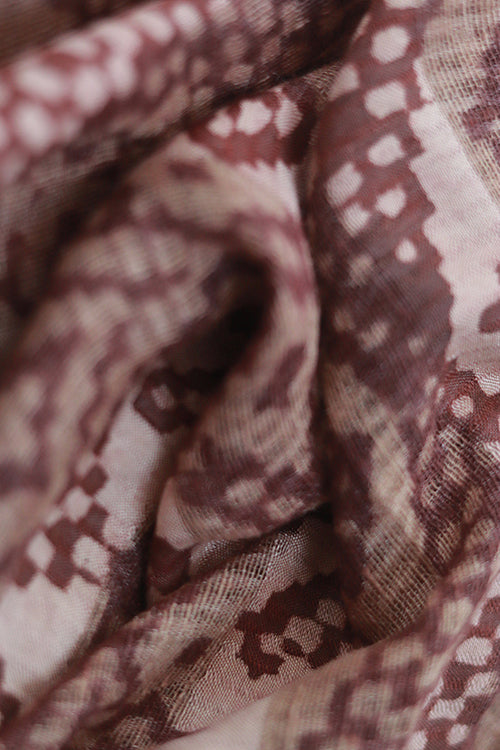 Creative Bee 'Sarawa' Signature Weave Natural Dye Block Print Silk Dupatta