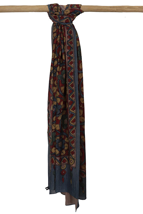 Creative Bee 'dariya' Natural Dye Hand-Painted Kalamkari Cotton x Silk Stole