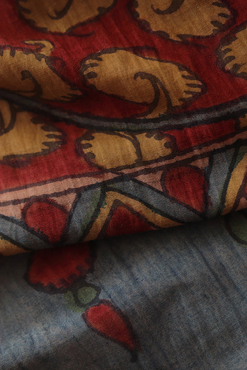 Creative Bee 'dariya' Natural Dye Hand-Painted Kalamkari Cotton x Silk Stole