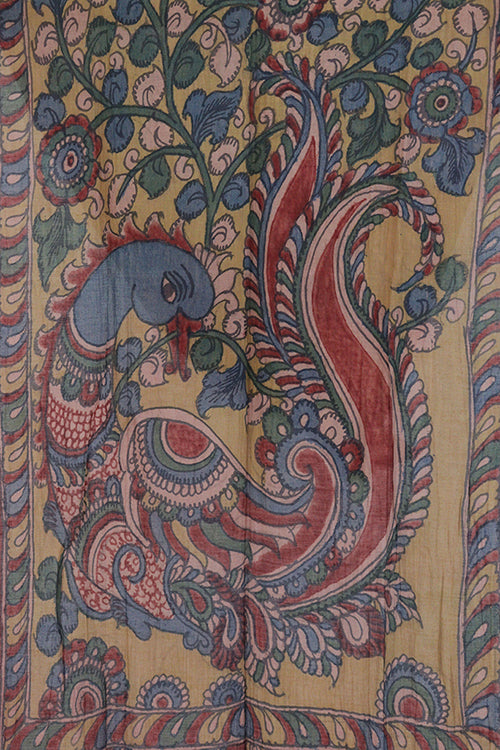 Creative Bee 'kalapi' Natural Dye Hand-Painted Kalamkari Cotton x Silk Stole