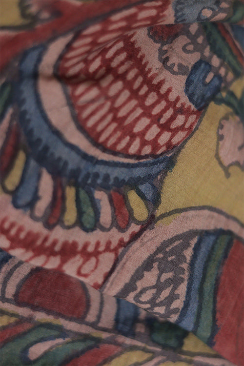Creative Bee 'kalapi' Natural Dye Hand-Painted Kalamkari Cotton x Silk Stole