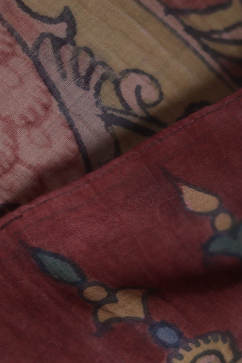 Creative Bee 'kalapi' Natural Dye Hand-Painted Kalamkari Cotton x Silk Stole