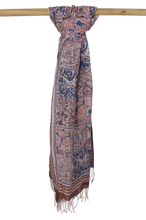 Creative Bee 'tiles' Natural Dye Block Print Linen Stole