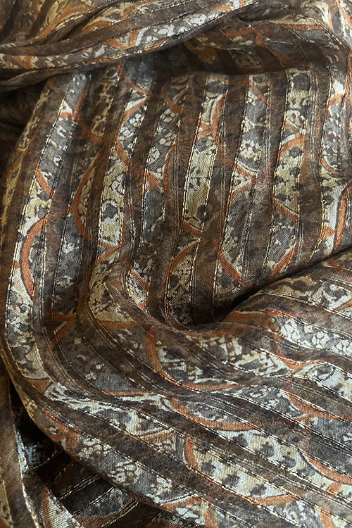 Creative Bee 'vasto' Natural Dye Block Print Signature Weave Silk Fabric (0.50 meter)