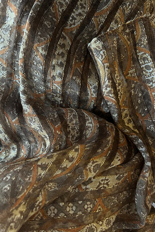 Creative Bee 'vasto' Natural Dye Block Print Signature Weave Silk Fabric (0.50 meter)