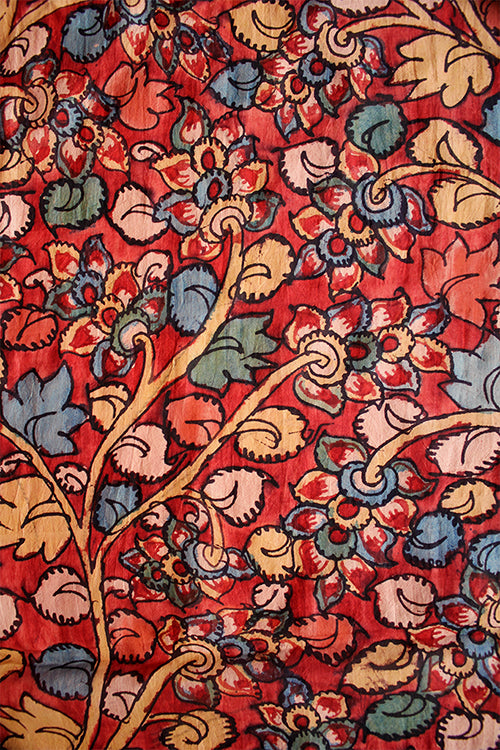 Creative Bee 'iconic' Natural Dye Hand-Painted Kalamkari Mulberry Silk Fabric (0.50 meter)