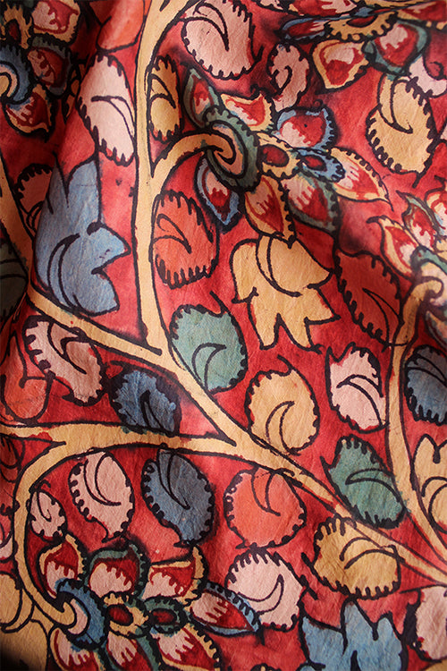 Creative Bee 'iconic' Natural Dye Hand-Painted Kalamkari Mulberry Silk Fabric (0.50 meter)