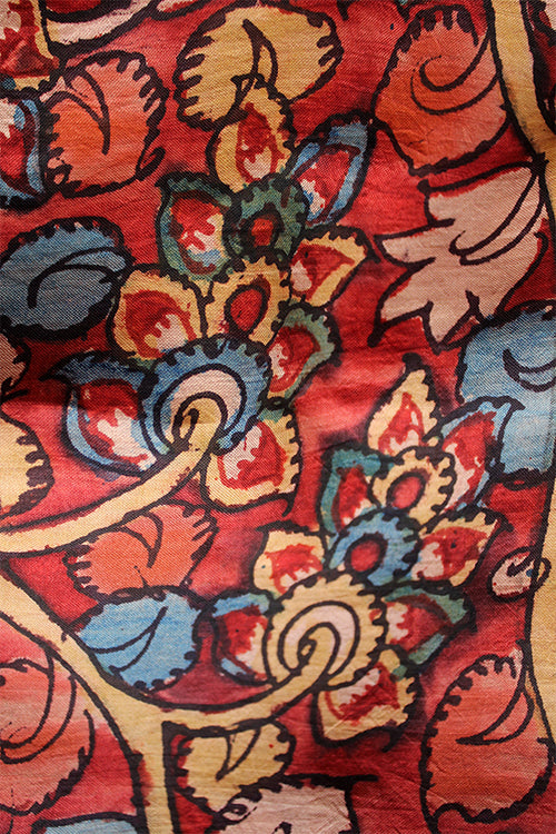 Creative Bee 'iconic' Natural Dye Hand-Painted Kalamkari Mulberry Silk Fabric (0.50 meter)