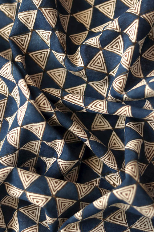 Creative Bee 'trikon' Natural Dye Block Print Cotton Fabric (0.50 meter)