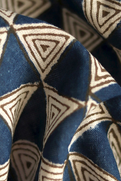 Creative Bee 'trikon' Natural Dye Block Print Cotton Fabric (0.50 meter)