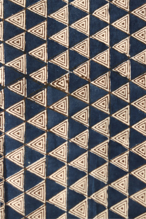 Creative Bee 'trikon' Natural Dye Block Print Cotton Fabric (0.50 meter)