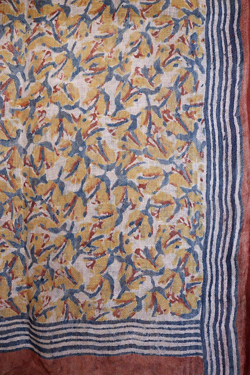 Creative Bee 'sunshine' Natural Dye Block Print Linen Stole