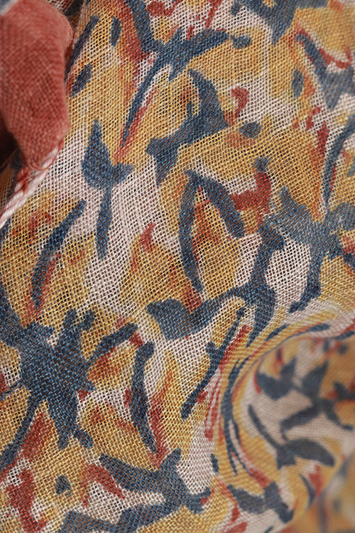 Creative Bee 'sunshine' Natural Dye Block Print Linen Stole