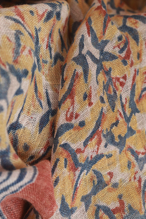 Creative Bee 'sunshine' Natural Dye Block Print Linen Stole