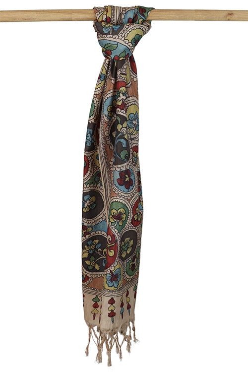 Creative Bee 'mandalay' Natural Dye Hand-Painted Kalamkari Silk Stole