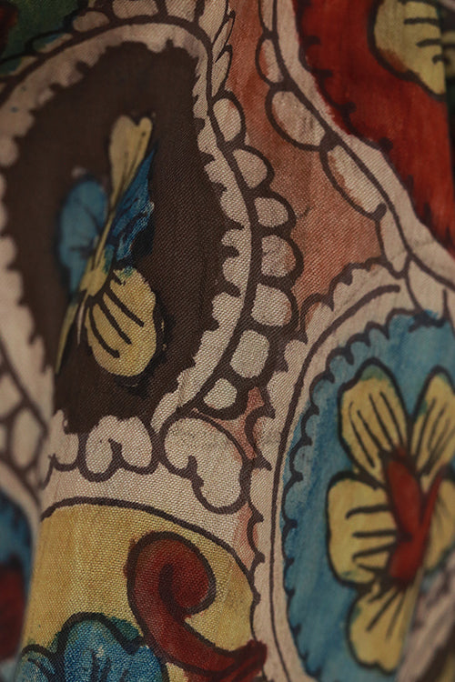 Creative Bee 'mandalay' Natural Dye Hand-Painted Kalamkari Silk Stole