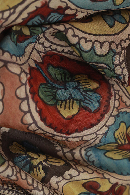 Creative Bee 'mandalay' Natural Dye Hand-Painted Kalamkari Silk Stole