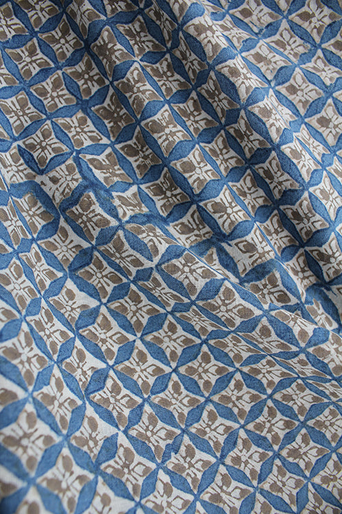 Creative Bee 'star' Natural Dye Block Print Cotton Fabric (0.50 meter)
