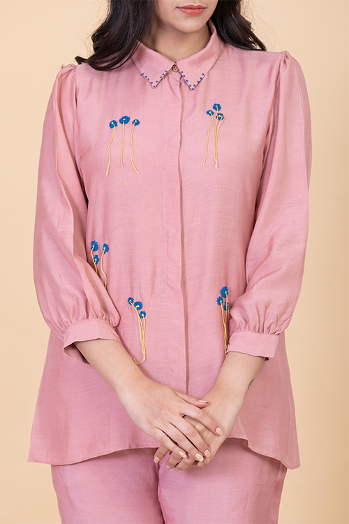 Chambray & Co.'S Naomee Applique Vegan Silk Coord Set