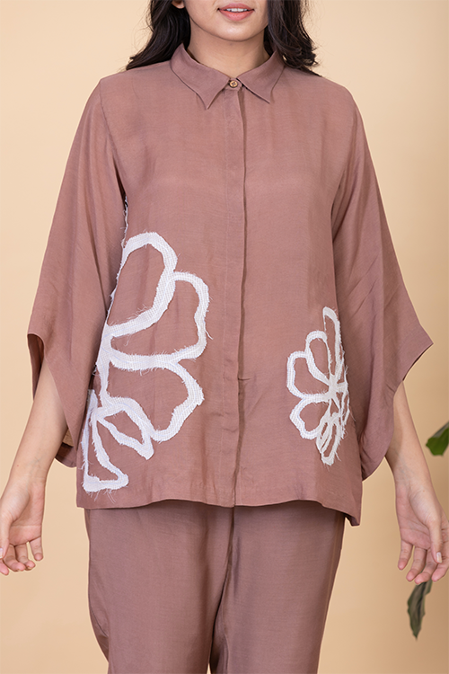 Chambray & Co.'S Faiza Applique Vegan Silk Coord Set