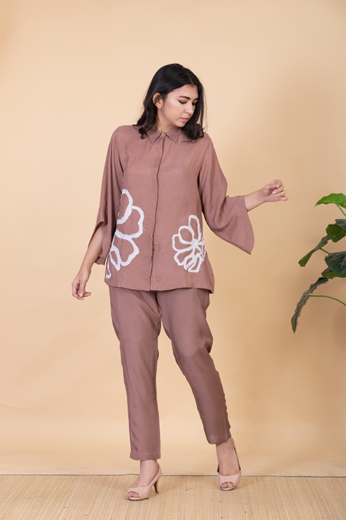 Chambray & Co.'S Faiza Applique Vegan Silk Coord Set