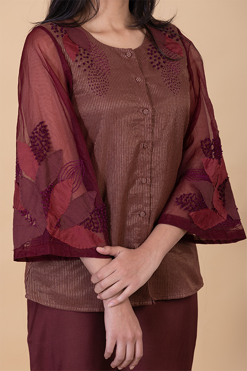 Chambray & Co.'S Daliah Applique Vegan Silk Coord Set