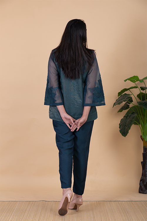 Chambray & Co.'S Avah Applique Vegan Silk Coord Set