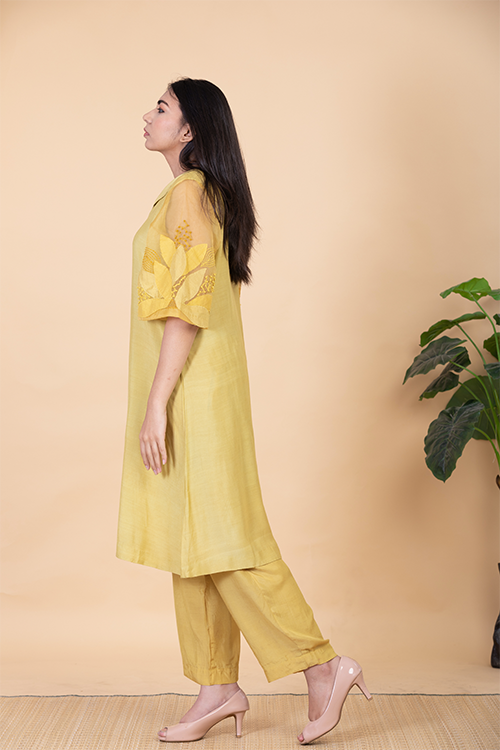 Chambray & Co.'S Kaashvi Applique Vegan Silk Coord Set