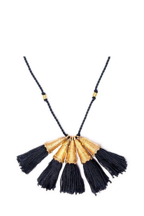 Miharu Handmade Five Pendant Brass Necklace
