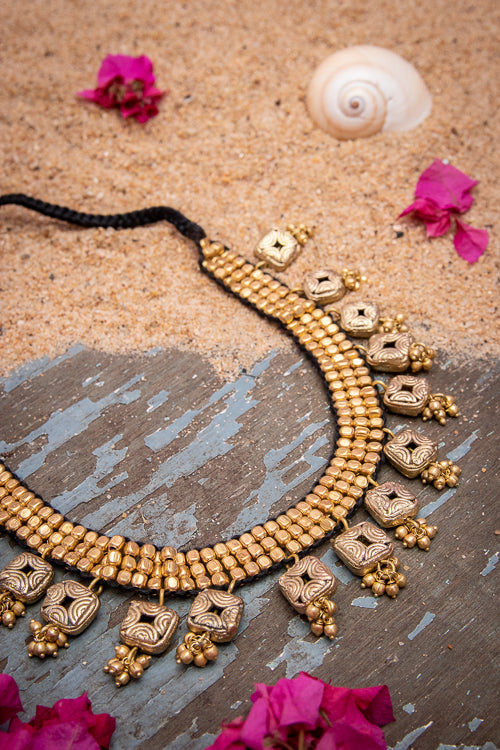 MihaRU Dhokra Brass Beaded Princess Choker