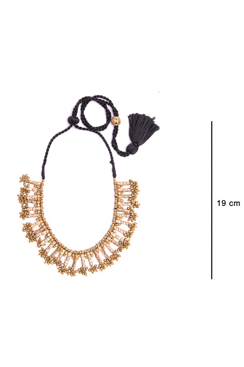 Miharu Dhokra Handcrafted Small Brass Beaded Choker CD1956a