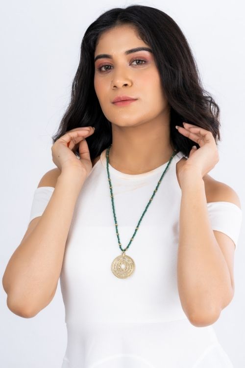 Miharu Blue Long Octa Beaded Necklace