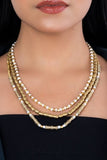 Miharu Brass Dokra Charms Multi Layered Necklace (White)