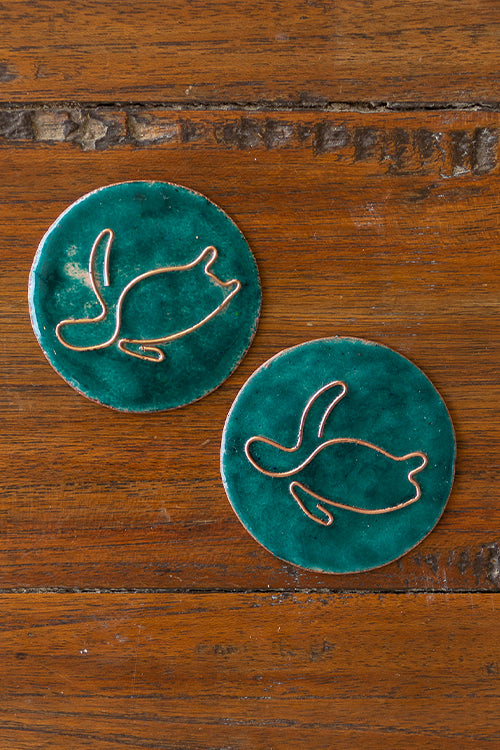 Set of 2 Fridge Magnets - Dolphin & Green Turtle By Ekibeki